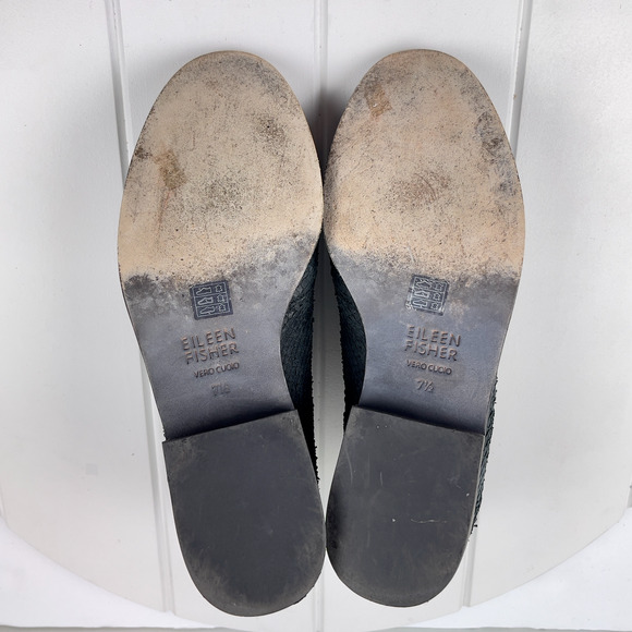 Eileen Fisher Boots Womens Size 7.5 Green Snake Textured Leather Ankle Booties - Picture 6 of 6